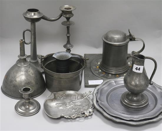 A quantity of mixed French pewter